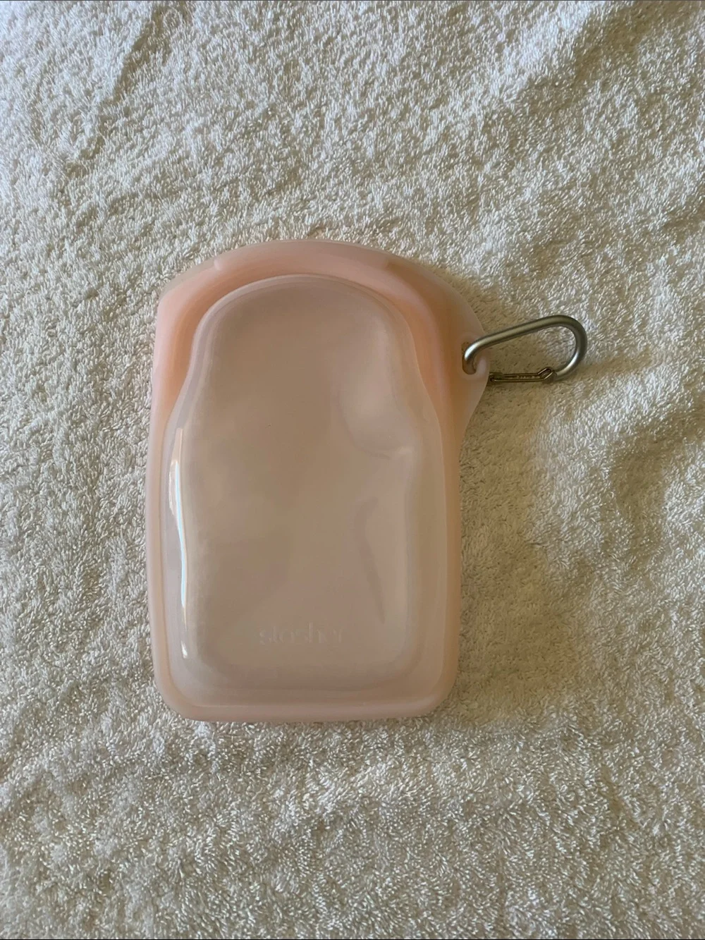 Stasher Silicone Pink Case with Carabiner.